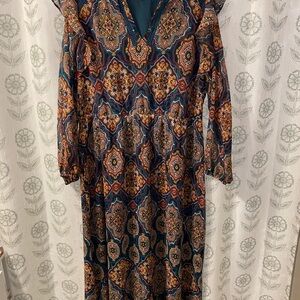 Loft Bohemian Print Maxi Dress XL